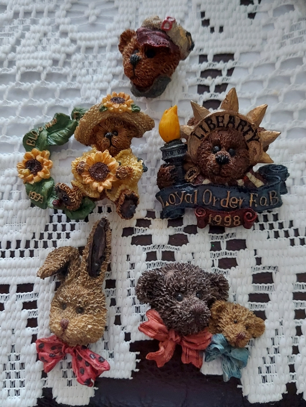 Set of 5 Boyds Bear Brooches